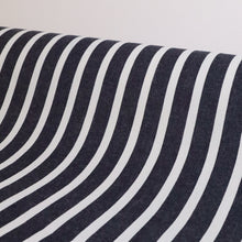 Load image into Gallery viewer, Cotton Spandex Drill Deadstock - Navy Apron Stripe
