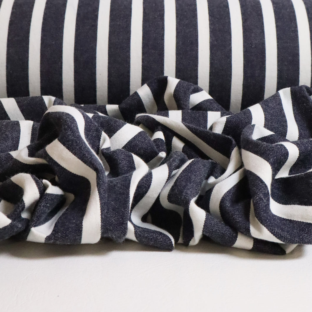 Cotton Spandex Drill Deadstock - Navy Apron Stripe