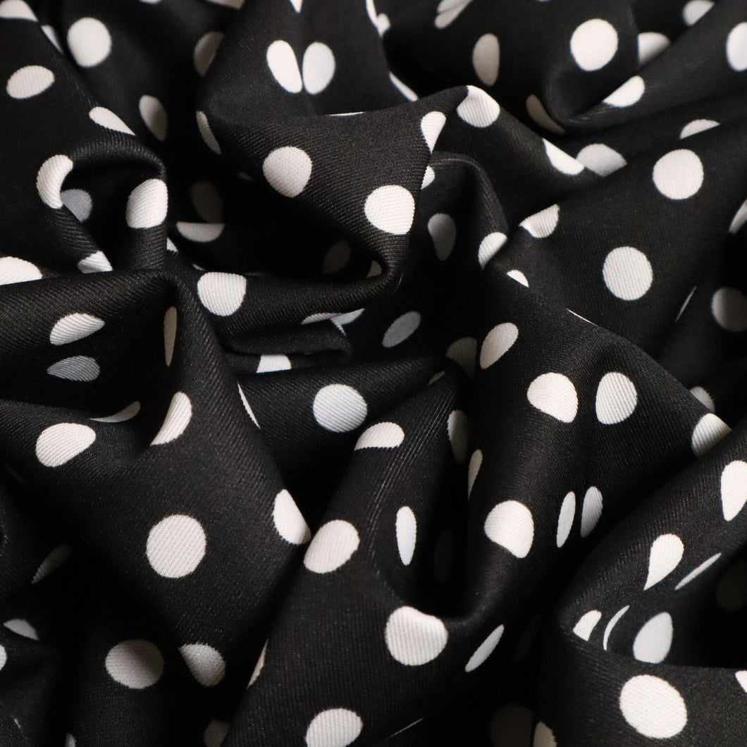 Polka Dot Scuba Stretch Knit - Black & White