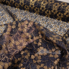 Load image into Gallery viewer, Fine Corded Floral Lurex Lace Deadstock - Navy &amp; Gold
