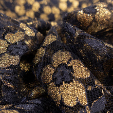 Load image into Gallery viewer, Fine Corded Floral Lurex Lace Deadstock - Navy &amp; Gold

