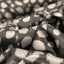 Load image into Gallery viewer, Spot Printed Satin Deadstock - Charcoal &amp; Silver
