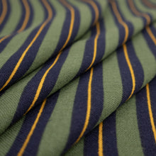 Load image into Gallery viewer, Cotton Preppy Double Stripe Print Deadstock - Army, Navy &amp; Gold
