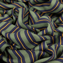 Load image into Gallery viewer, Cotton Preppy Double Stripe Print Deadstock - Army, Navy &amp; Gold
