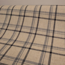 Load image into Gallery viewer, Linen Viscose Windowpane Check Deadstock - Natural &amp; Navy
