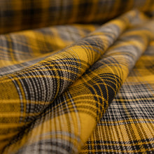 Load image into Gallery viewer, Yarn Dyed Cotton Plaid Deadstock - Mustard Yellow &amp; Black
