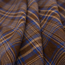 Load image into Gallery viewer, Yarn Dyed Cotton Plaid Deadstock - Brown &amp; Blue
