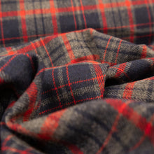 Load image into Gallery viewer, Brushed Cotton Plaid Deadstock - Grey, Red &amp; Navy
