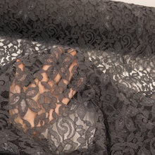 Load image into Gallery viewer, Cotton Nylon Fine Corded Lace Deadstock - Charcoal Floral
