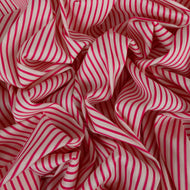 Cotton Jacquard Mini Candy Stripe Shirting Deadstock - Deep Pink & White