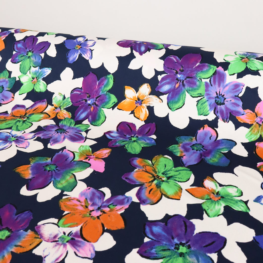 Stretch Cotton Sateen Print - Mandevilla