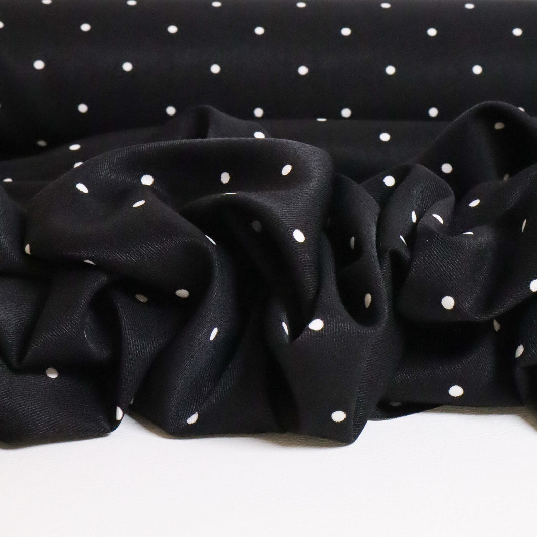 Polka Dot Lightweight Twill Deadstock - Black