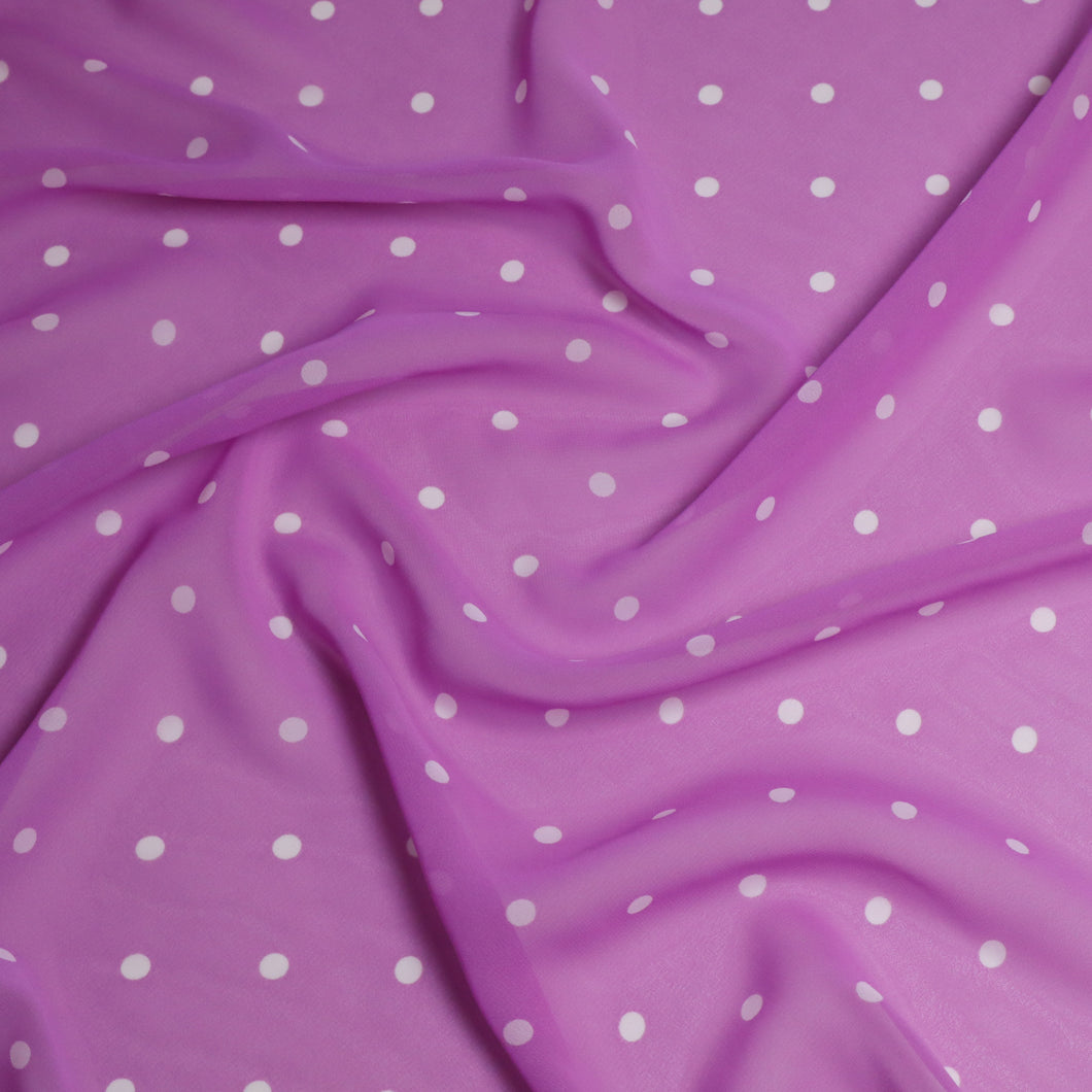 Polka Dot Chiffon Deadstock - Lilac