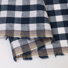 Load image into Gallery viewer, Linen Cotton Gingham - White &amp; Navy
