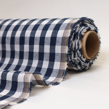 Load image into Gallery viewer, Linen Cotton Gingham - White &amp; Navy

