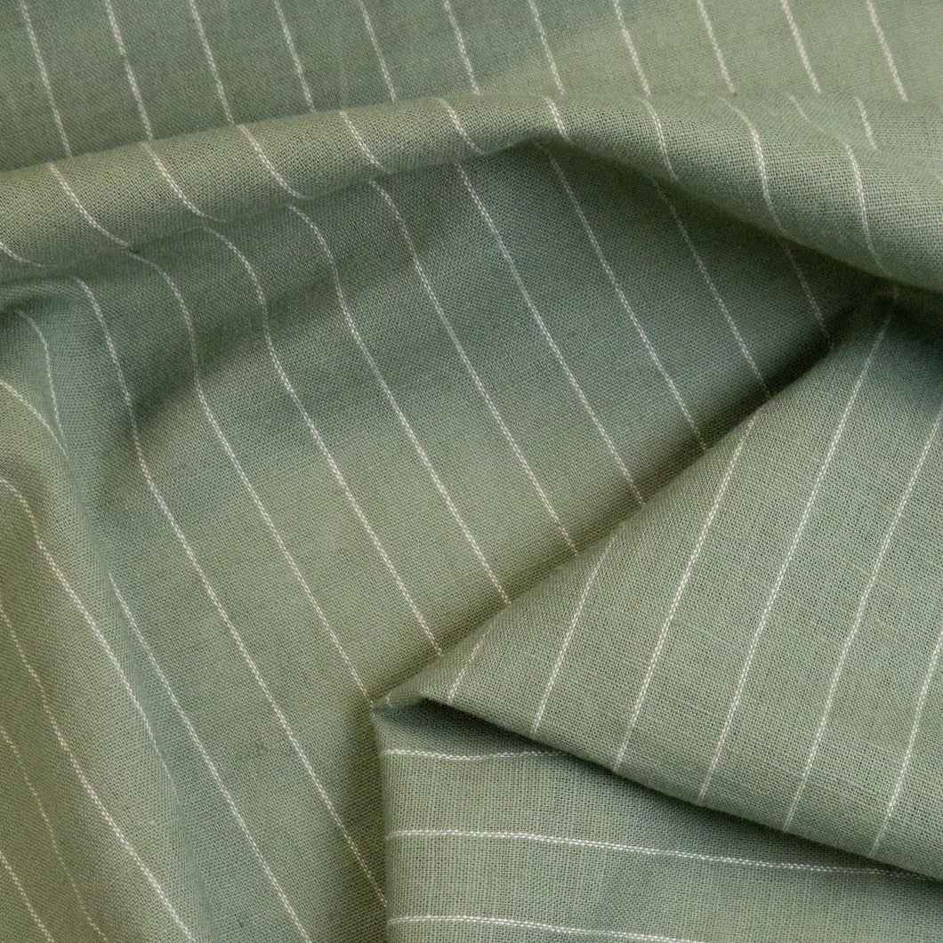 Linen Cotton Yarn Dyed Pinstripe - Sage