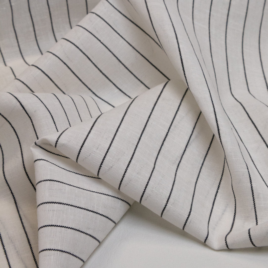 Linen Cotton Yarn Dyed Pinstripe - White