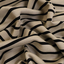 Load image into Gallery viewer, Striped Loop Back Sweatshirt - Beige &amp; Black
