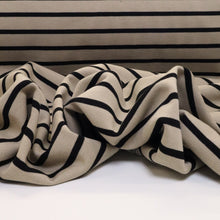 Load image into Gallery viewer, Striped Loop Back Sweatshirt - Beige &amp; Black
