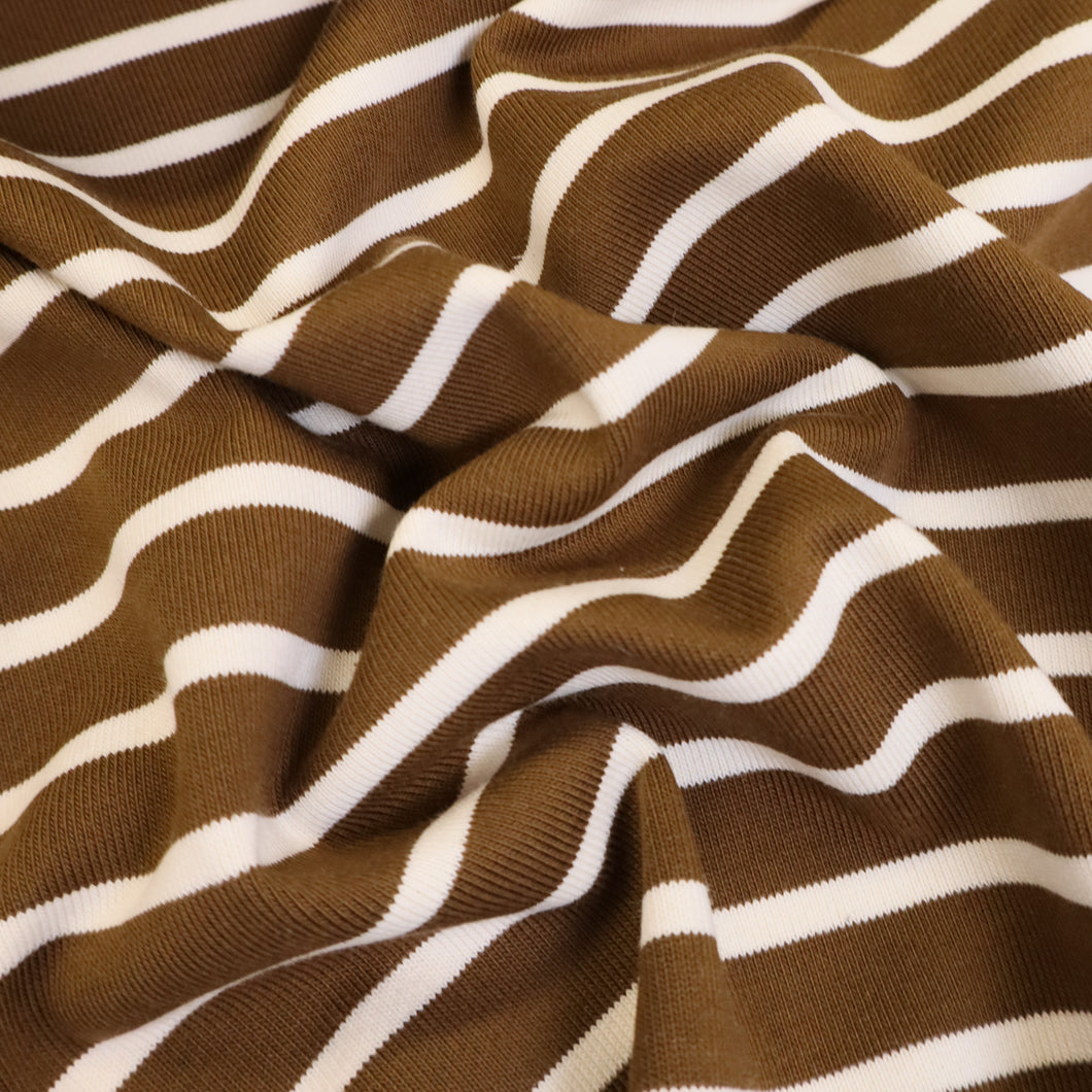 Striped Loop Back Sweatshirt - Walnut & White