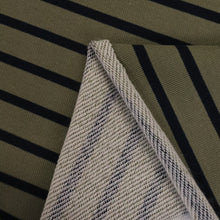 Load image into Gallery viewer, Striped Loop Back Sweatshirt - Khaki/Navy
