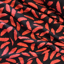 Load image into Gallery viewer, Feather Printed Rayon Challis Print - Red and Black
