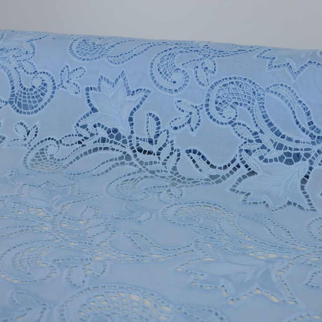 Medina Embroidered Cotton Designer End – Ice Blue