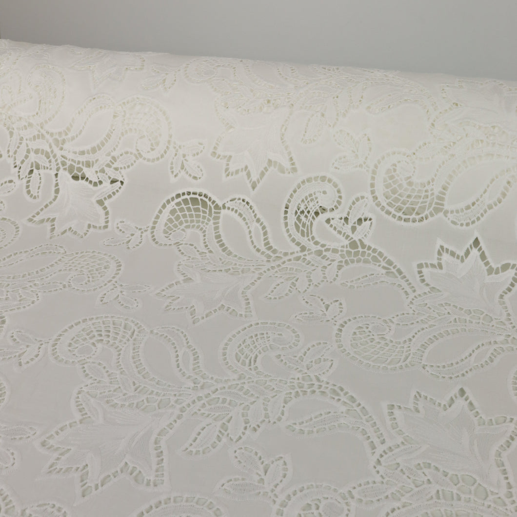 Medina Embroidered Cotton Designer End – White