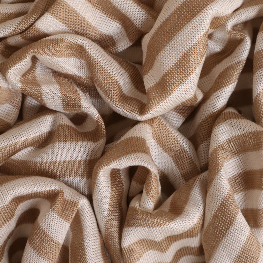 Modal Cupro Stripe Knit Deadstock - Latte & White