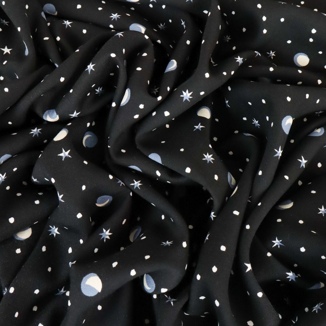 Rayon Nightside Print - Moons and Stars