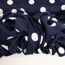 Load image into Gallery viewer, Rayon Polka Dot Print Deadstock - White on Navy
