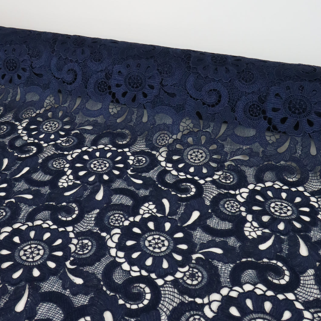 Embroidered Lace Designer End – Nicola Navy Blue (Sold Out)