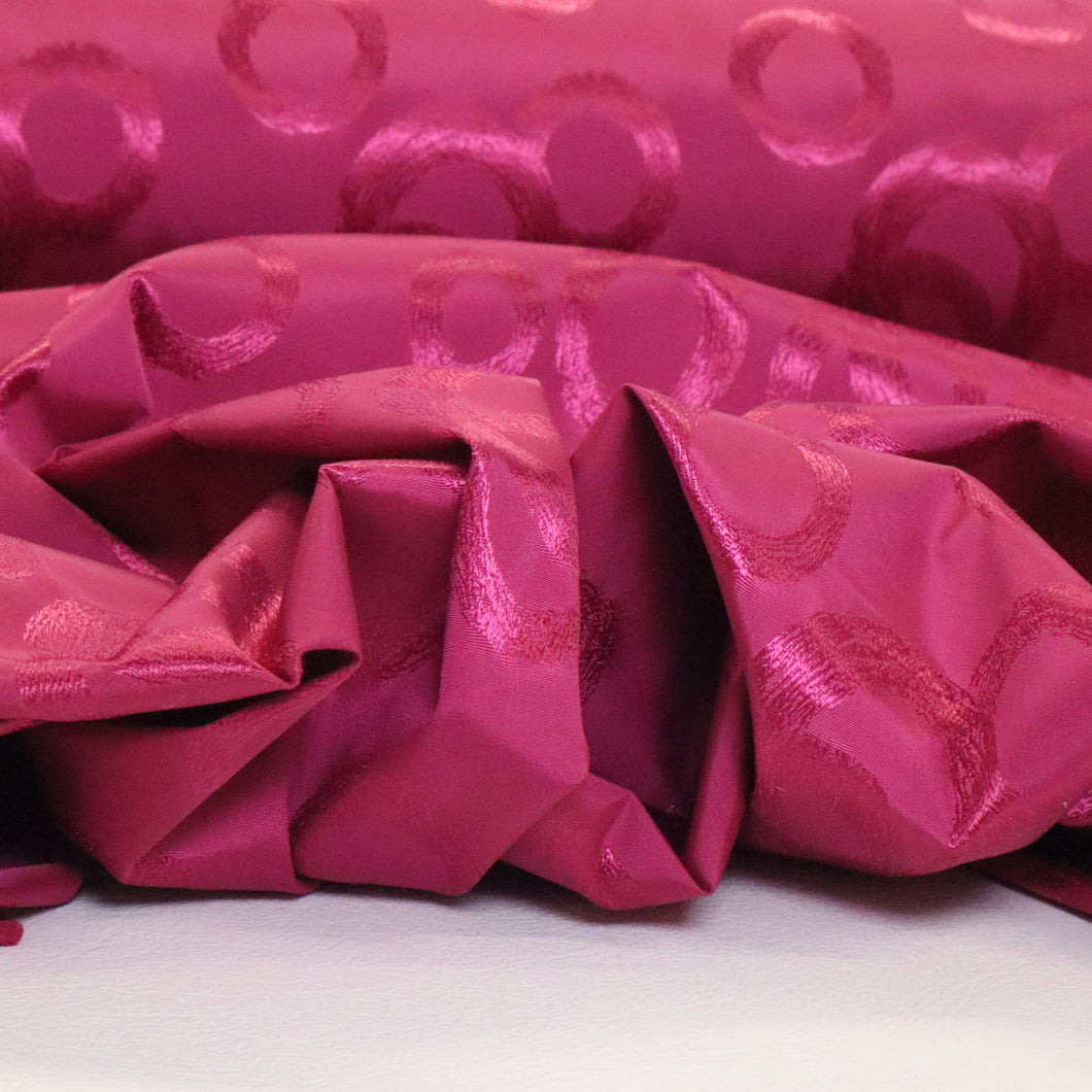 Showerproof Nylon Jacquard Spot Deadstock - Hot Pink