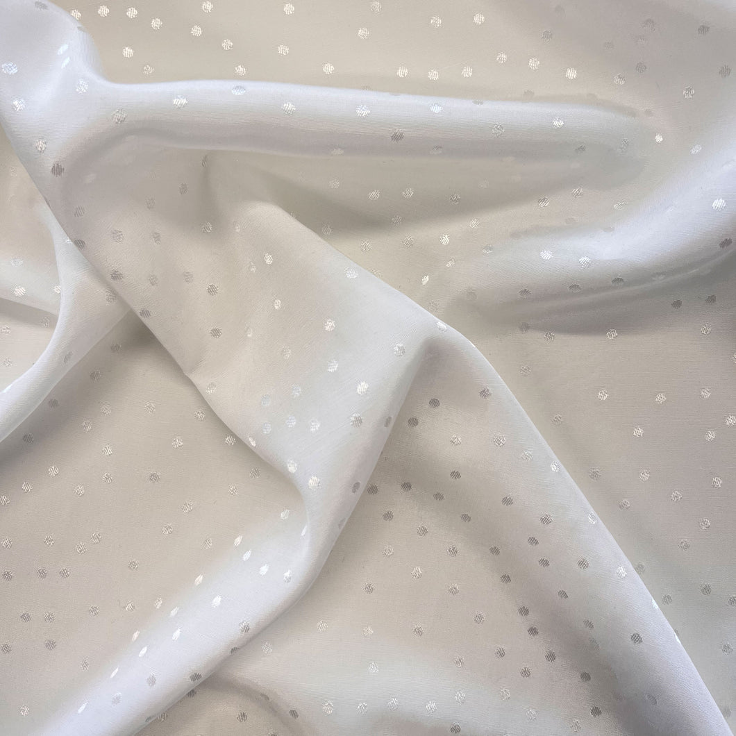 Dobby Spot Viscose Satin - White