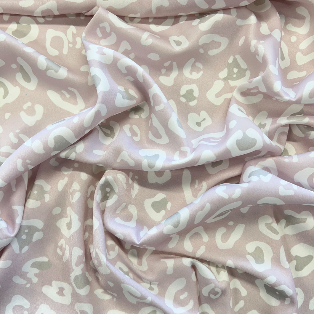 Leopard Digital Print Satin - Pale Pink