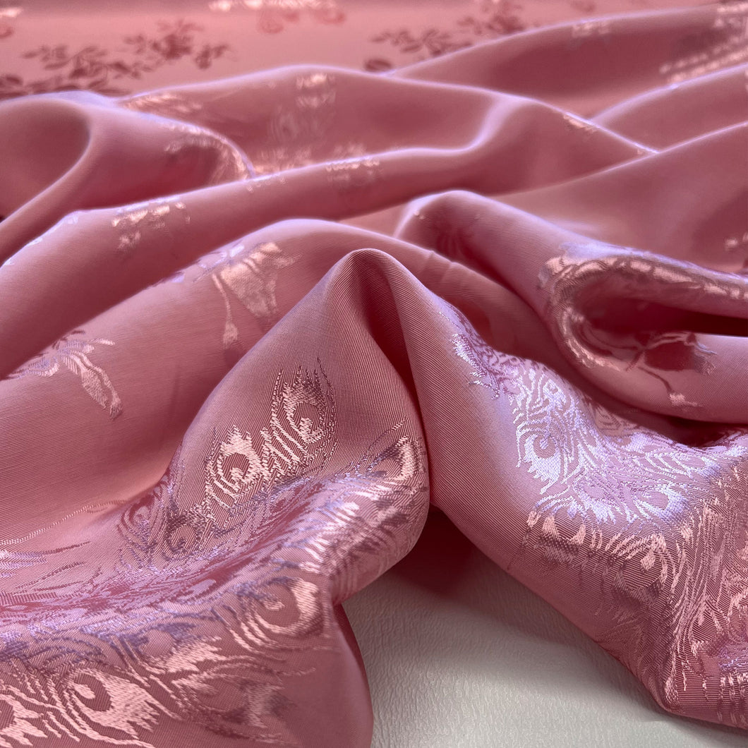 Peacock Jacquard Satin Deadstock - Dusky Pink