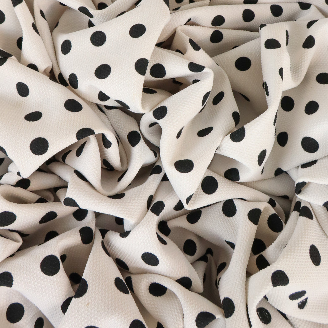 Textured Polyester Crepe Print - Polka Dot