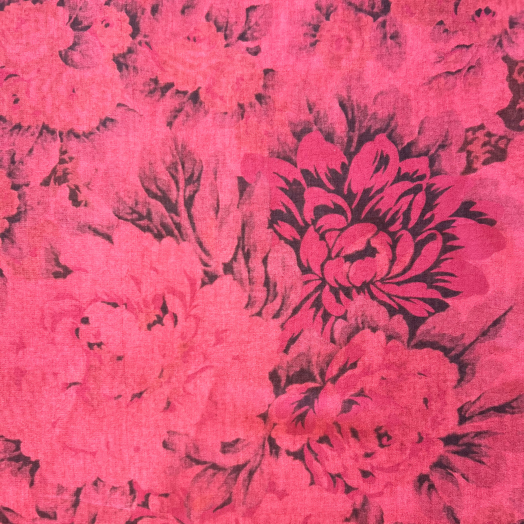 Red Floral Printed Viscose Deadstock - Red