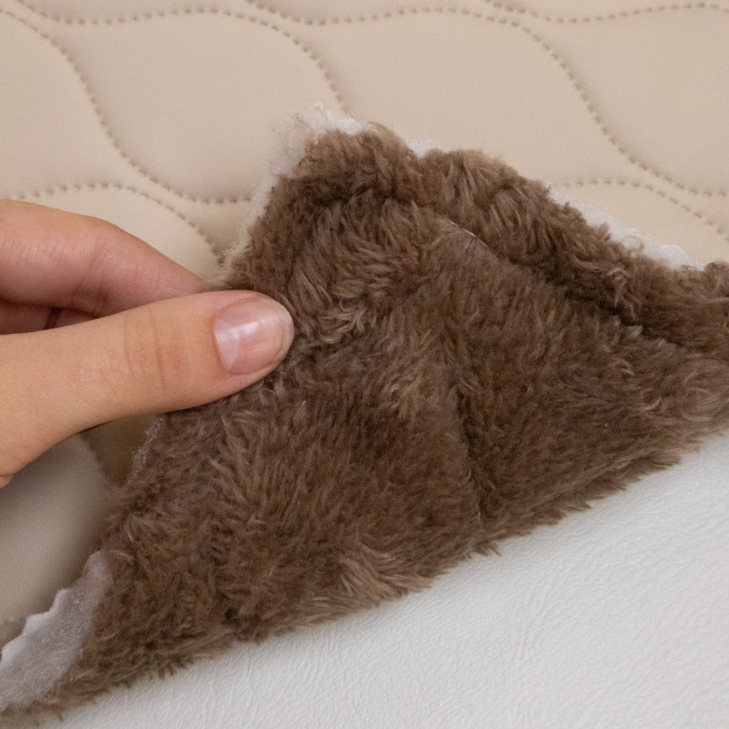 Quilted Pleather & Faux Fur Coating - Cream