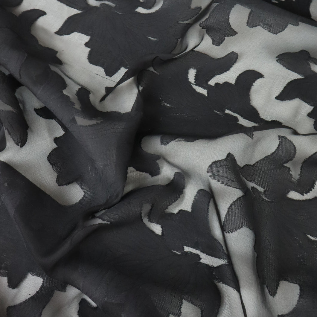 Rockaway Silk Viscose Designer End – Black Burnout