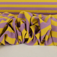 Load image into Gallery viewer, Aruba Rayon Spandex Striped Rib - Mauve &amp; Mustard
