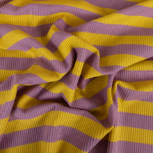 Load image into Gallery viewer, Aruba Rayon Spandex Striped Rib - Mauve &amp; Mustard
