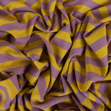 Load image into Gallery viewer, Aruba Rayon Spandex Striped Rib - Mauve &amp; Mustard
