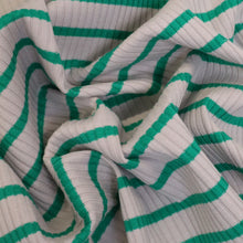 Load image into Gallery viewer, Grenada Cotton Spandex Striped Rib - Grey &amp; Green (Last Chance)
