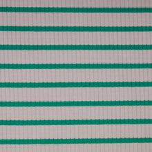 Load image into Gallery viewer, Grenada Cotton Spandex Striped Rib - Grey &amp; Green (Last Chance)
