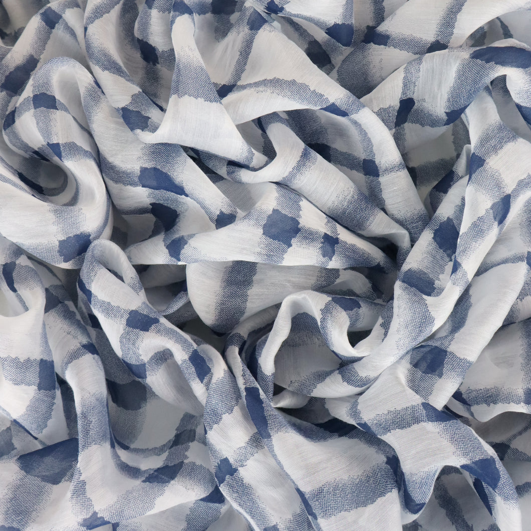 Tencel Nylon Abstract Check Print - Thistle Navy