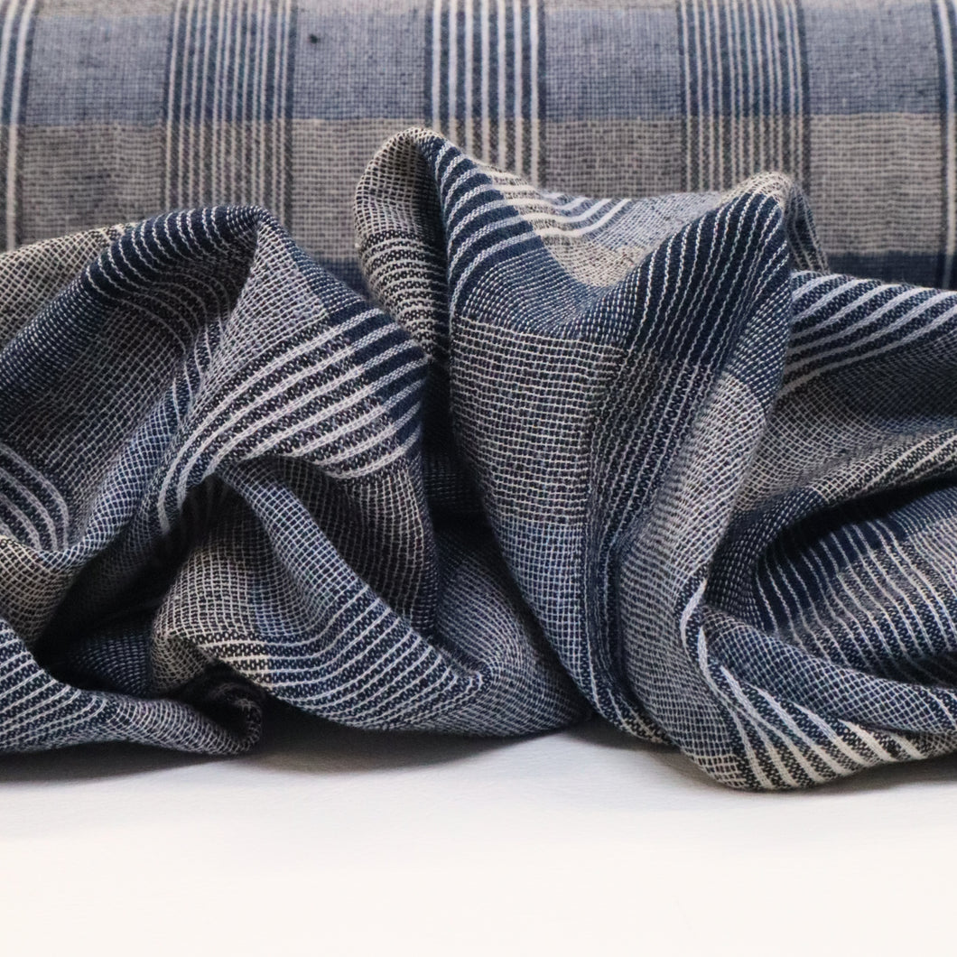 Striped Cotton Check - Blue
