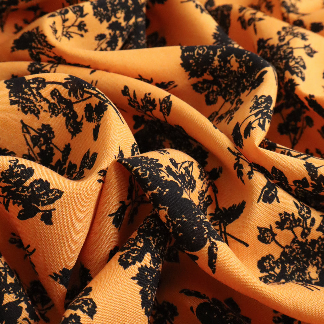 Sunbeam Rayon Print - Marigold & Black