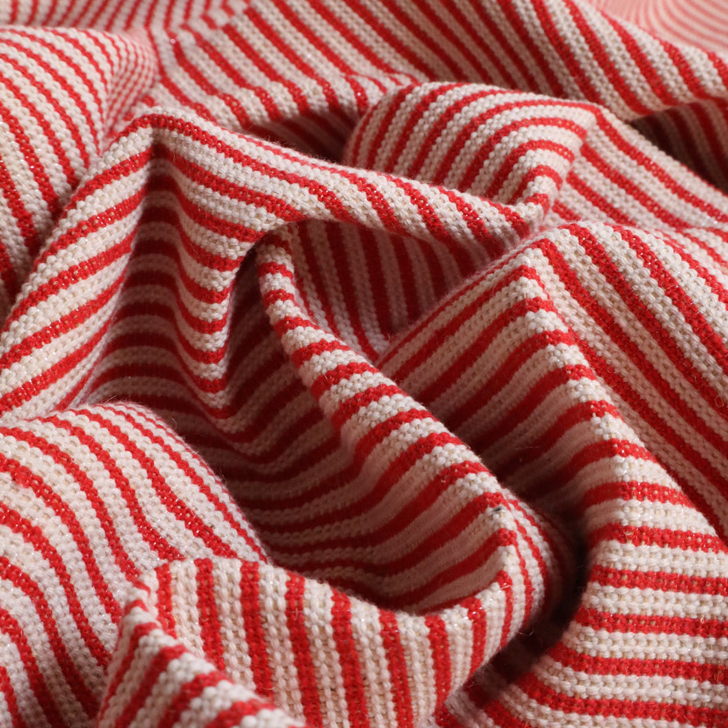 Super Heavy Linen Cotton Lurex Ticking Deadstock - Red Stripe