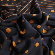 Load image into Gallery viewer, Sweet Caroline Cotton Rayon Print Deadstock - Navy &amp; Burnt Orange
